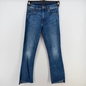 MOTHER Insider Crop Step Fray Jeans Size 26 Raw Hem Kick Flare Crop Denim